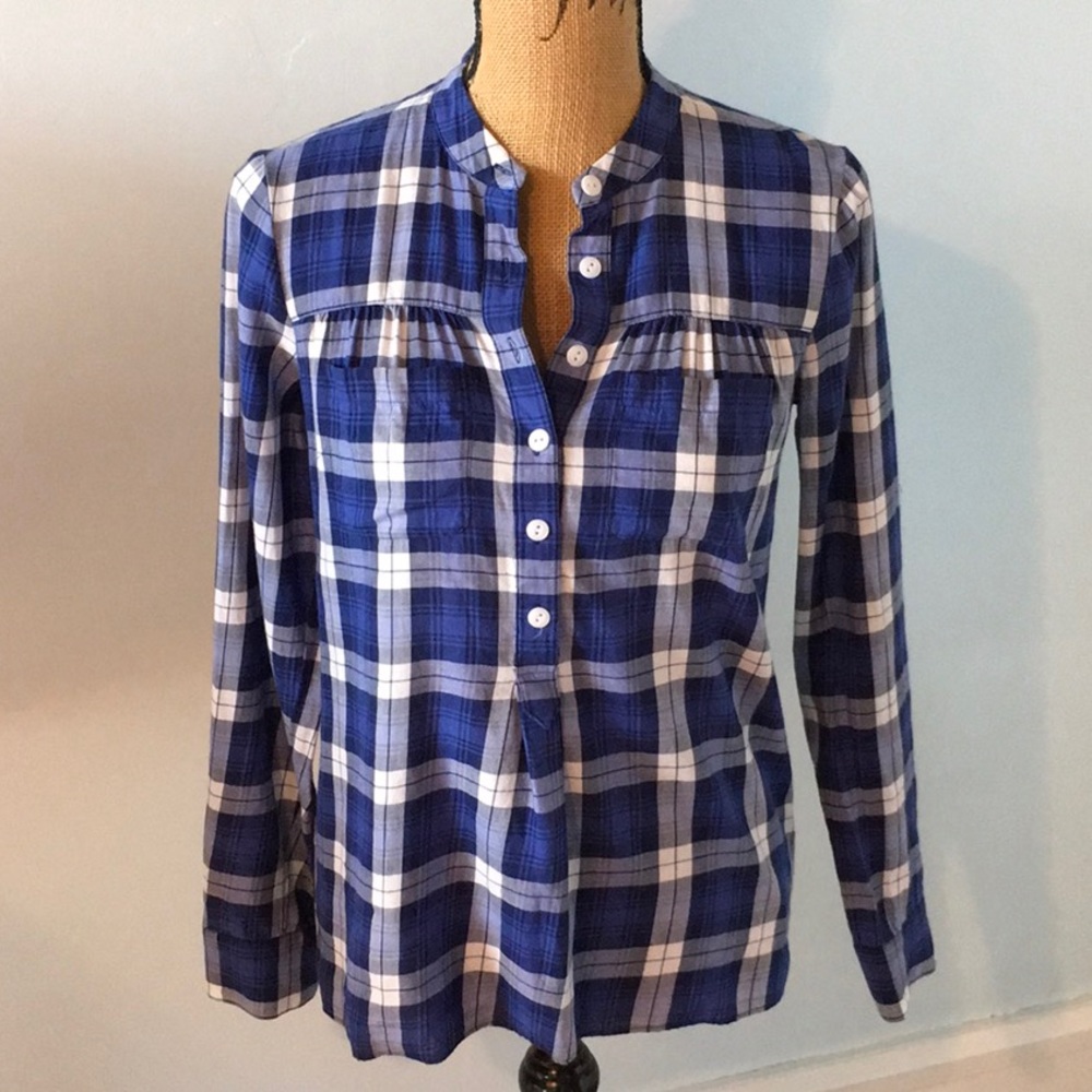 Madewell plaid blue blouse size XS
